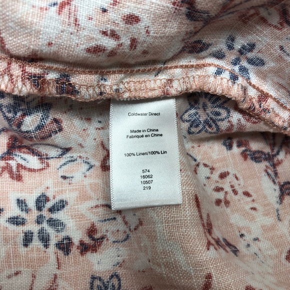 Cold Water 💯 % Linen Boho Pink and Blue Floral Print Elastic Waist Skirt XL P - Picture 6 of 10